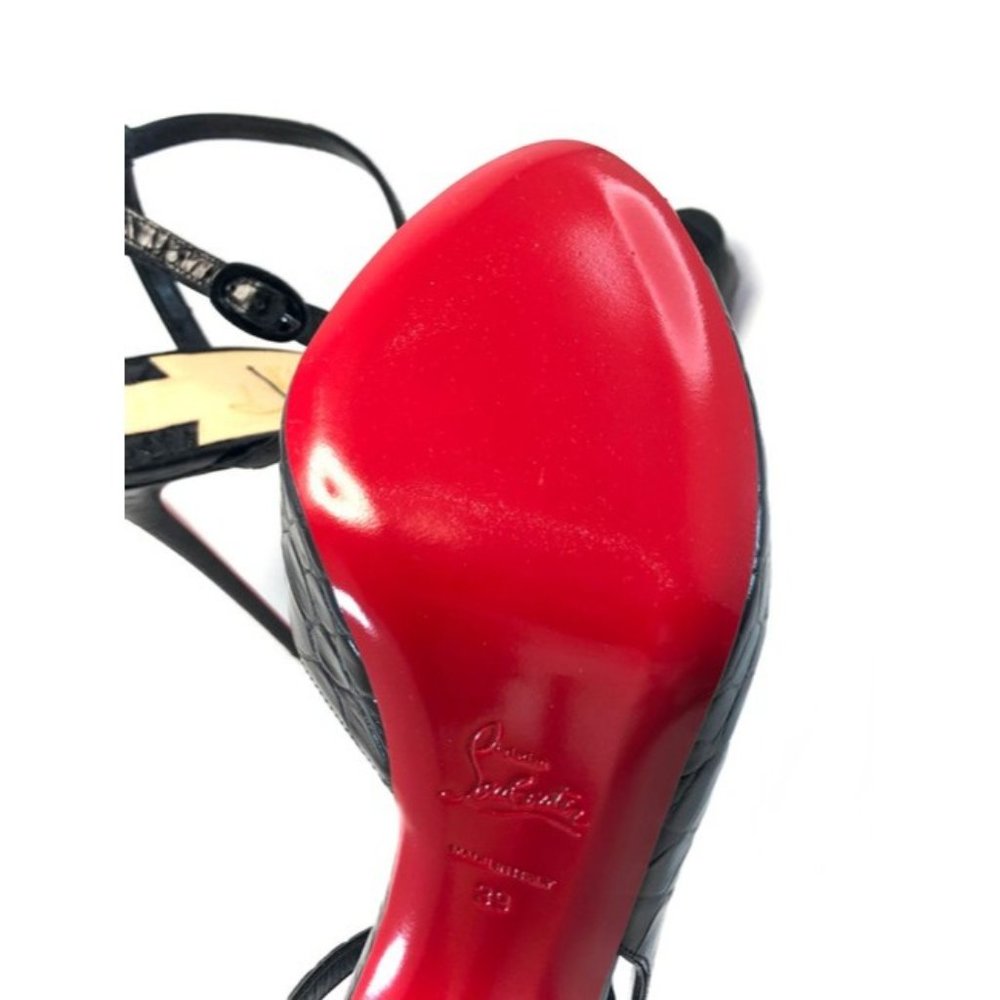 CHRISTIAN LOUBOUTIN Jenlove Alta Leather Croc Embossed Peep Toe Pumps EU:39 - Picture 8 of 12